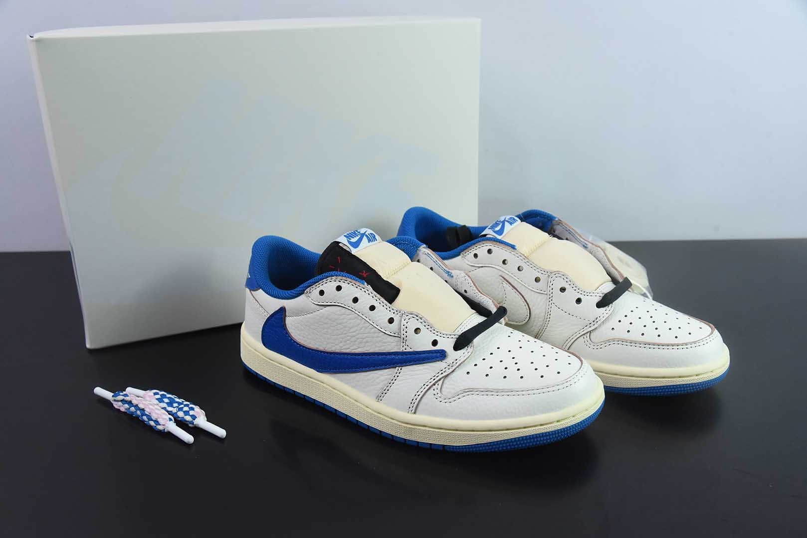 乔丹Air Jordan Travis Scott x Air Jordan AJ1 Low OG SP TS联名AJ1白蓝倒钩低帮文化篮球鞋纯原版本 货号:DM7866 - 104