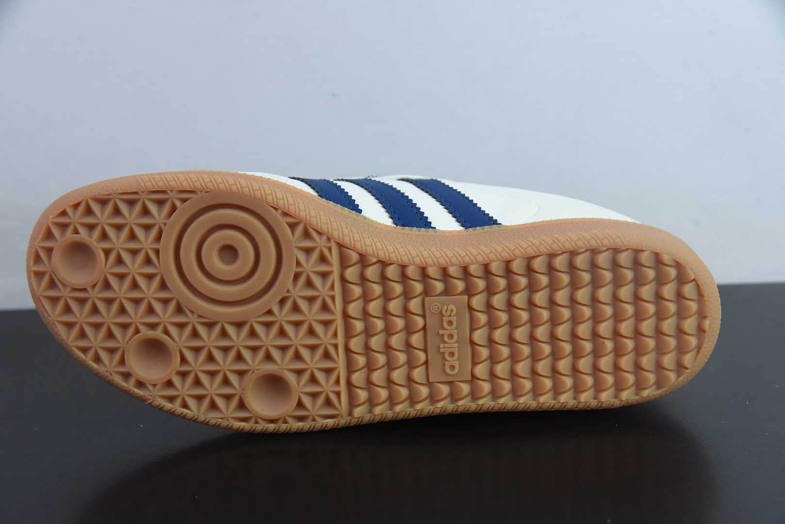 阿迪达斯Adidas Originals Samba桑巴舞系列白深蓝百搭低帮休闲运动板鞋纯原版本 货号:JI3907