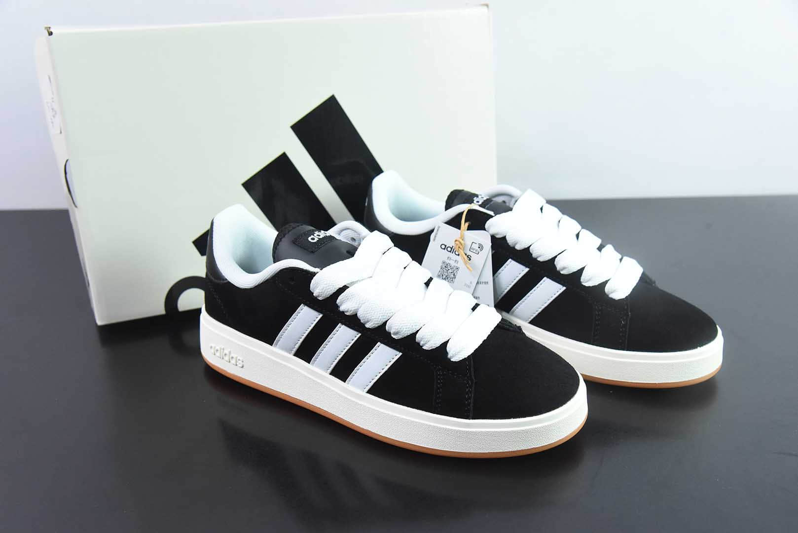 阿迪达斯Adidas GRAND COURTBEAT Base 00S黑白低帮休闲板鞋纯原版本 货号:IH6184