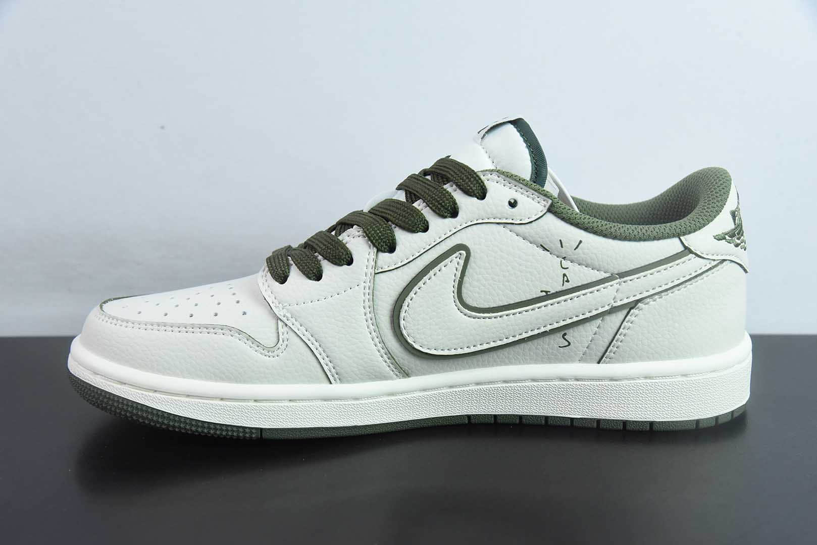 乔丹TS x Air Jordan AJ1 Low x UNDEFEATED UND联名白绿倒钩低帮文化复古篮球鞋纯原版本 货号:DF1845 - 535