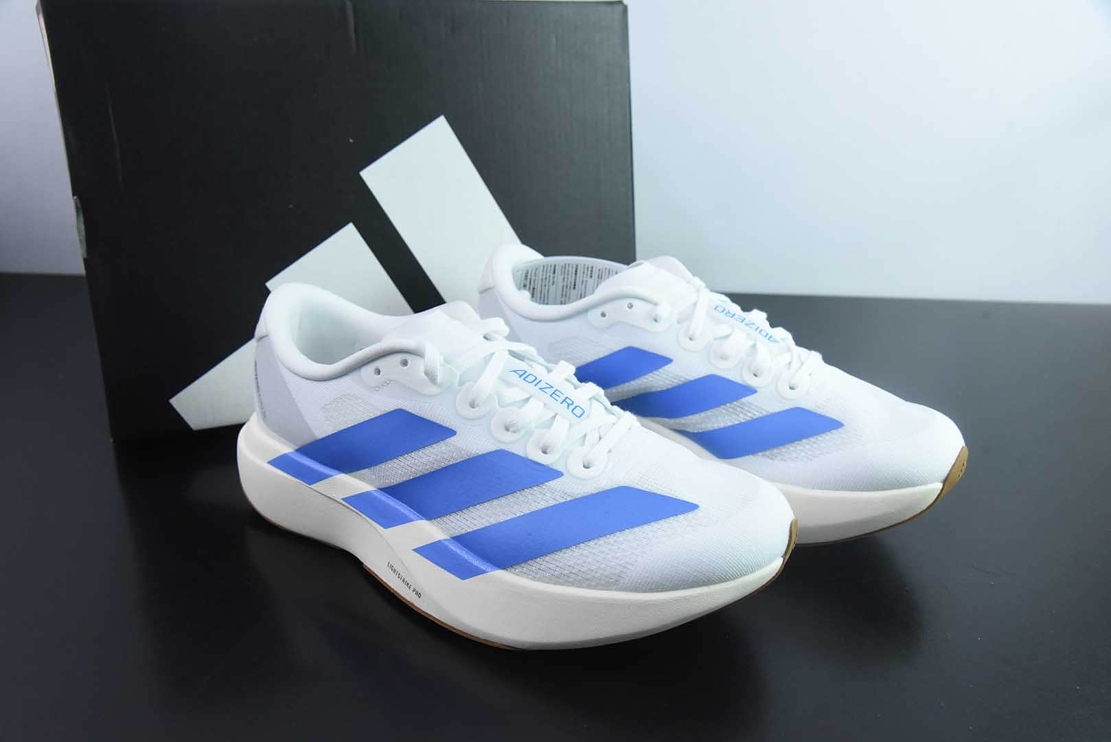 阿迪达斯Adidas Adizero Evo SL阿迪白蓝超轻透气缓震跑鞋纯原版本 货号:JS4454