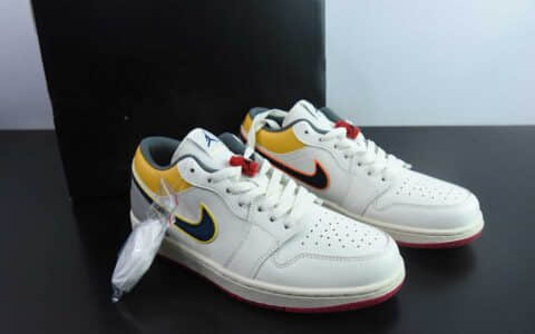 乔丹Air Jordan 1 Low AJ1乔1帆白灰黄鸳鸯勾低帮文化休闲运动板鞋纯原版本 货号:HV4511-133