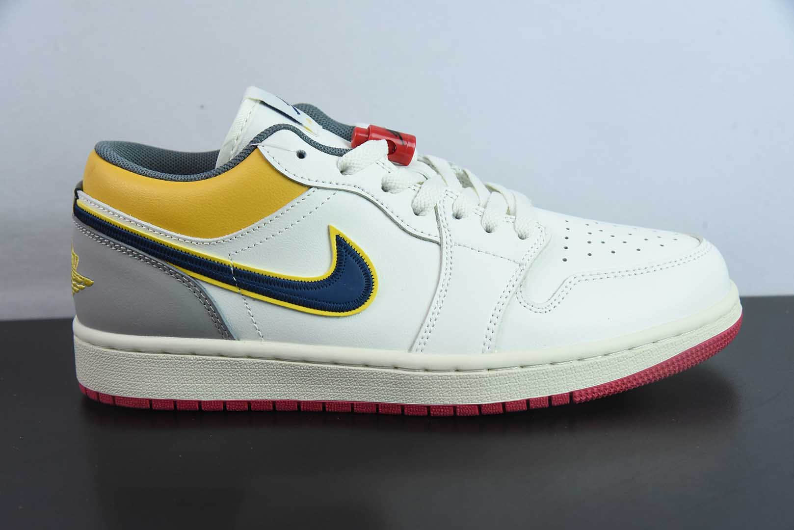 乔丹Air Jordan 1 Low AJ1乔1帆白灰黄鸳鸯勾低帮文化休闲运动板鞋纯原版本 货号:HV4511-133