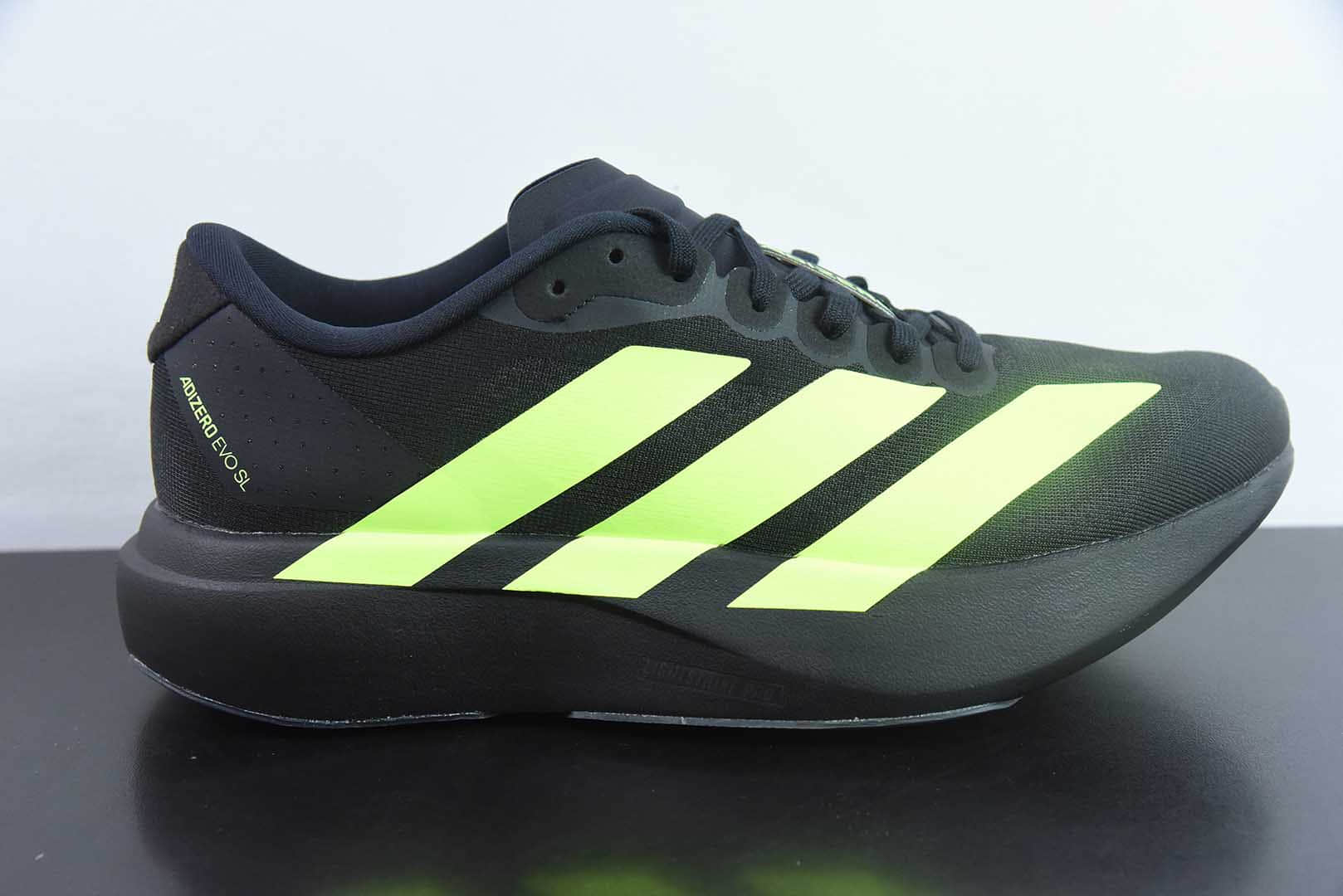 阿迪达斯Adidas Adizero Evo SL阿迪黑绿超轻透气缓震跑鞋纯原版本 货号:JR3420