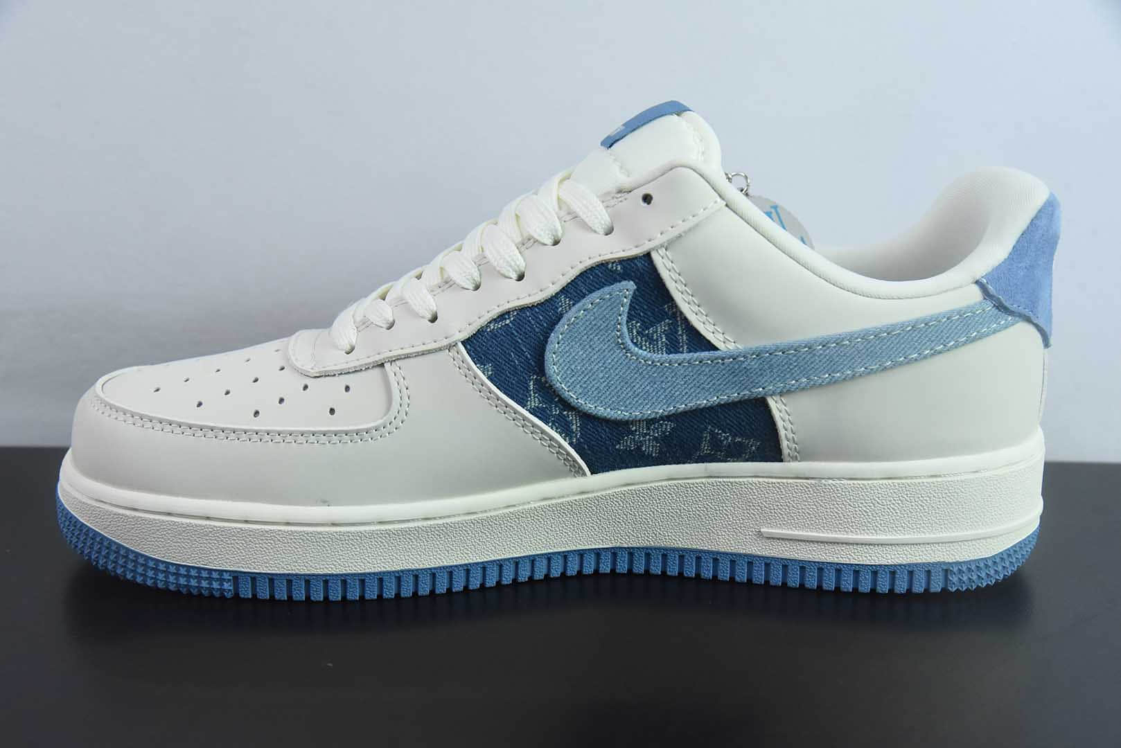 耐克Nike Air Force 1'07 Low LV联名白蓝牛仔布勾空军一号低帮休闲板鞋纯原版本 货号：DF0188-068