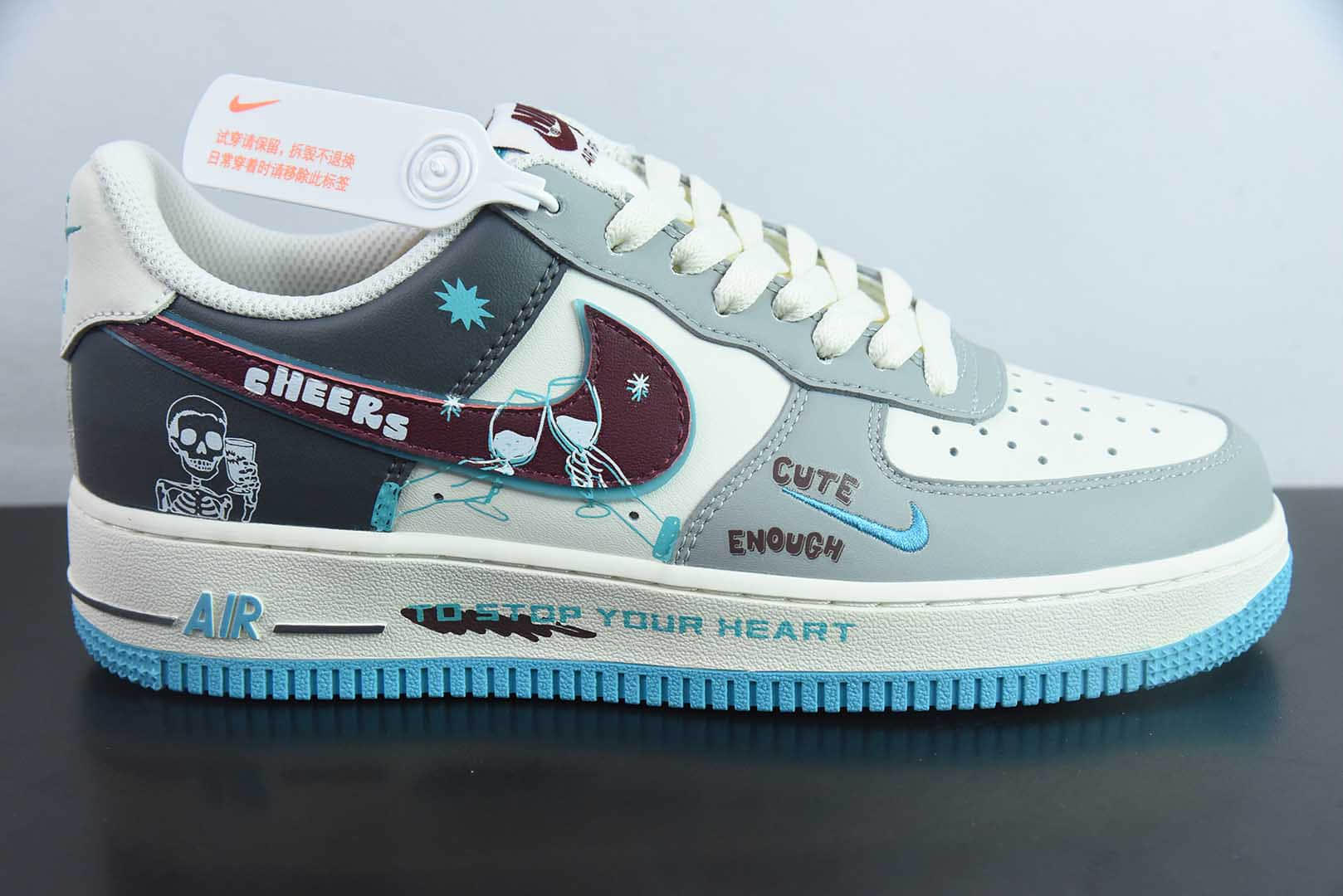 耐克Nike Air Force 1'07 Low Stop Drinking 戒酒骷髅空军一号低帮休闲运动板鞋纯原版本 货号：LJ2288-666