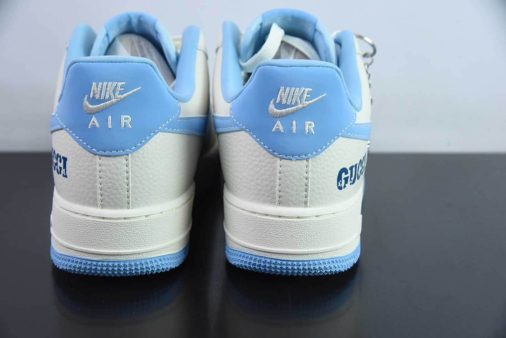 耐克Nike Air Force x Gucci联名款白蓝古驰印花定制版空军一号低帮休闲板鞋纯原版本 货号：DF0188-067