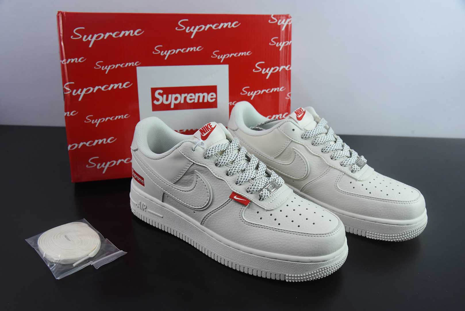 耐克Nike Force 1 '07 Low “Supreme联名百搭米色”空军一号低帮休闲板鞋纯原版本 货号:CS5288-011