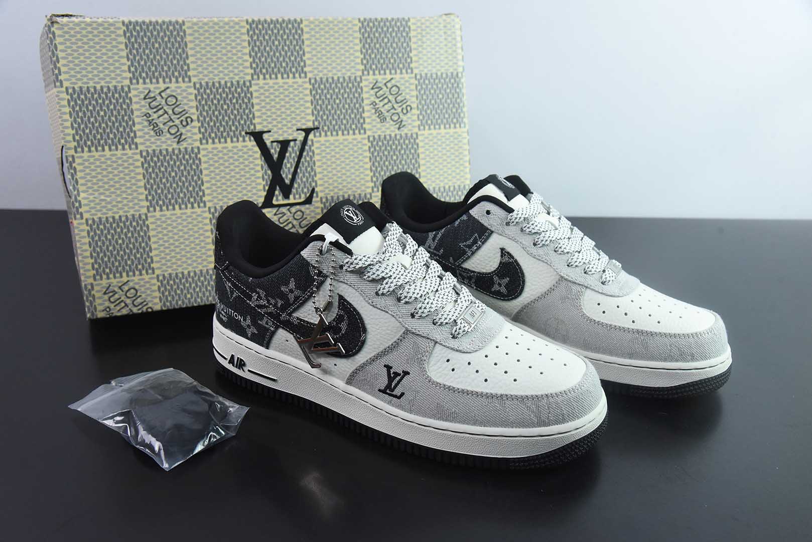 耐克Nike Air Force 1'07 Low LV联名黑白灰拼接牛仔空军一号低帮休闲板鞋纯原版本 货号：SC0601-550
