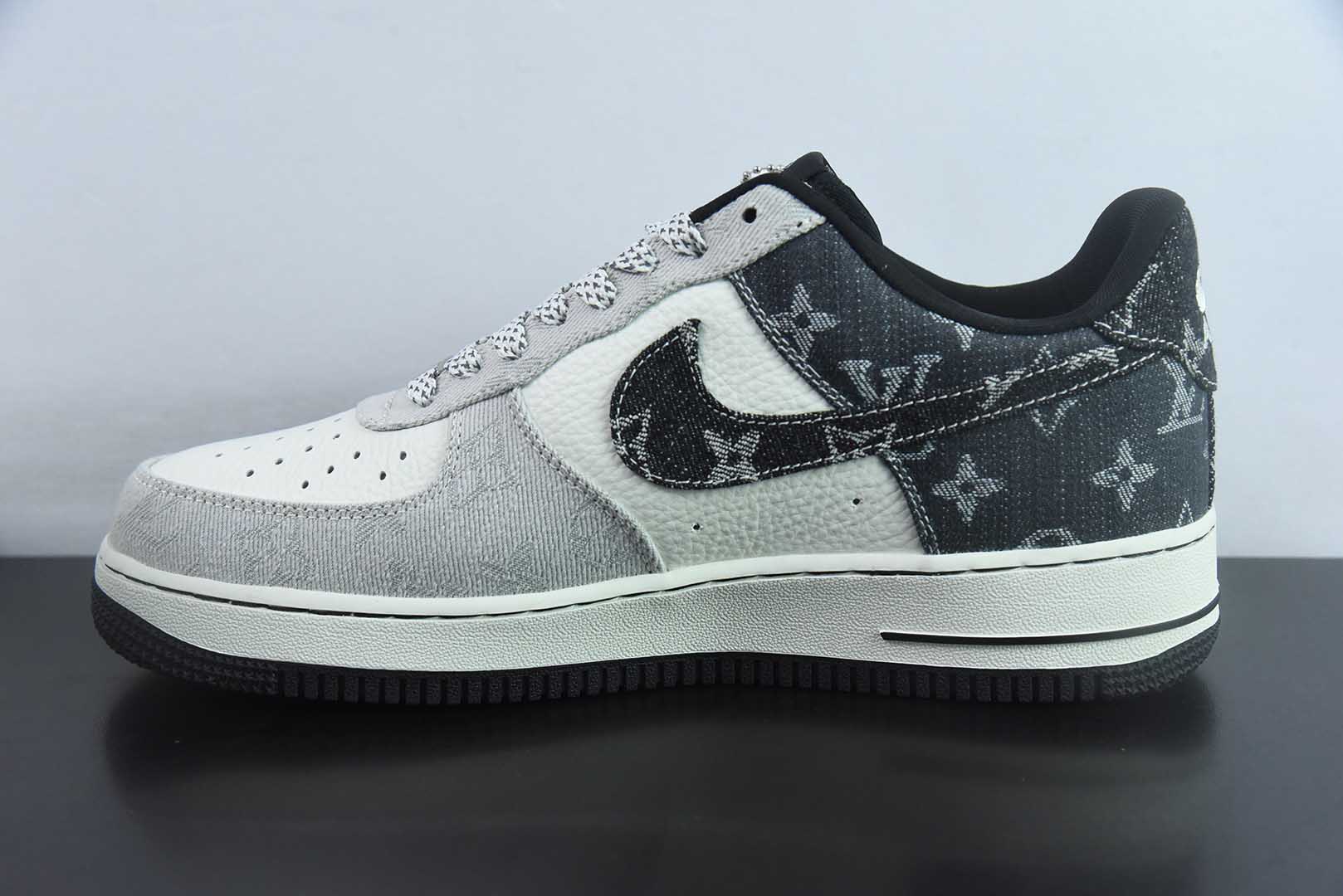 耐克Nike Air Force 1'07 Low LV联名黑白灰拼接牛仔空军一号低帮休闲板鞋纯原版本 货号：SC0601-550