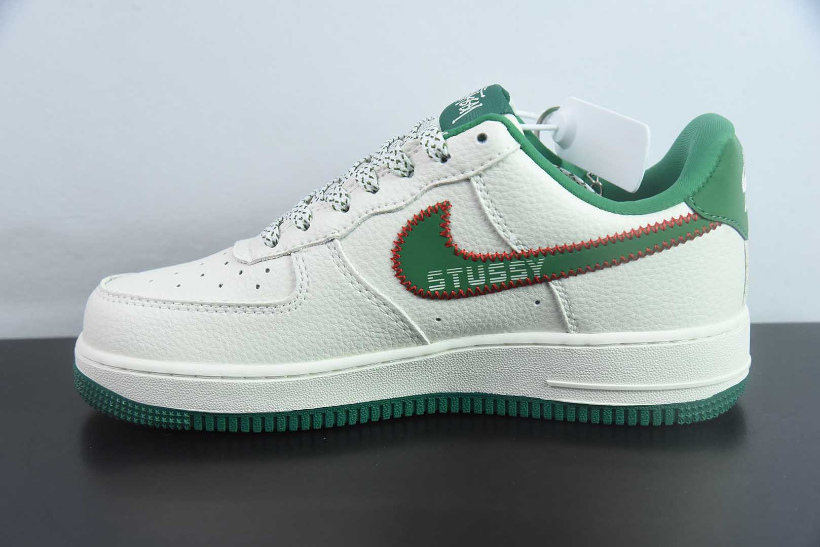 耐克Nike Air Force 1'07 Low 斯图西联名针织勾米绿空军一号低帮休闲板鞋纯原版本 货号：KJ1688-002