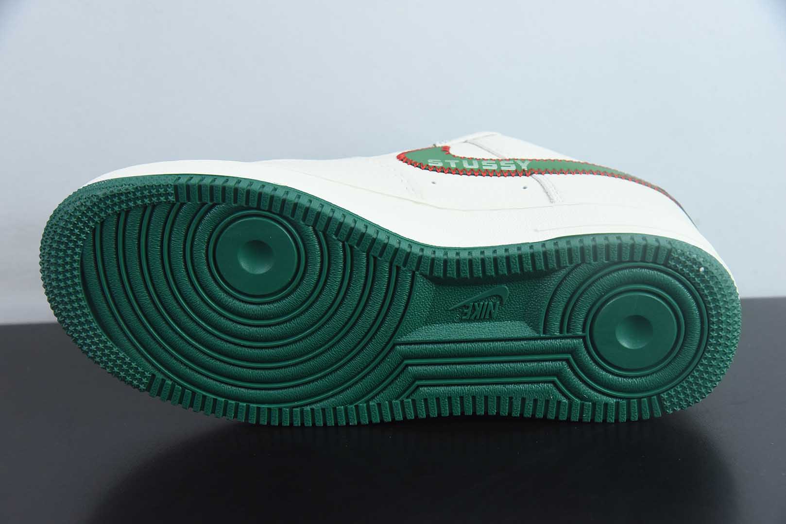 耐克Nike Air Force 1'07 Low 斯图西联名针织勾米绿空军一号低帮休闲板鞋纯原版本 货号：KJ1688-002